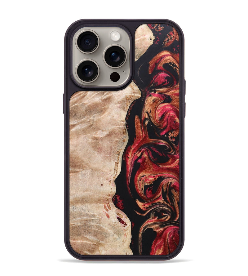 iPhone 15 Pro Max Wood+Resin Phone Case - Oscar (Red, 666353)