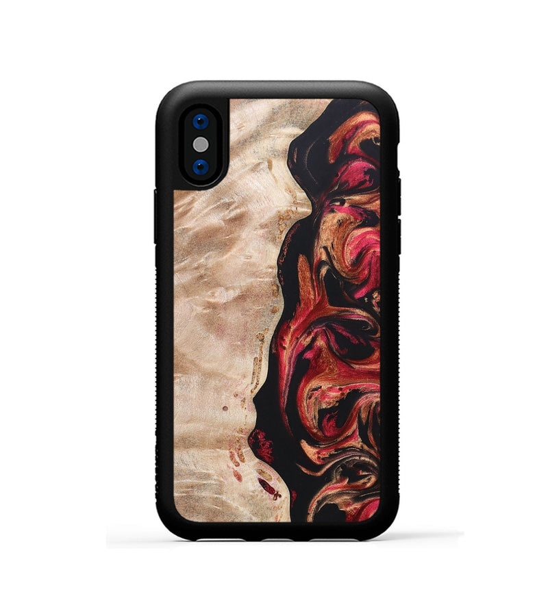 iPhone Xs Wood+Resin Phone Case - Oscar (Red, 666353)