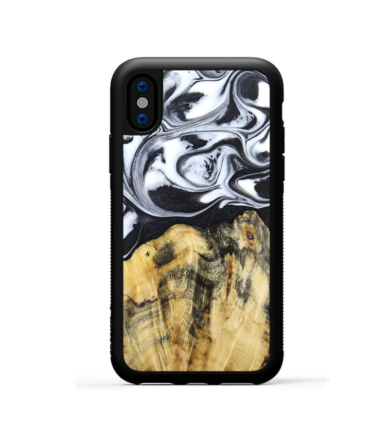 iPhone Xs Wood+Resin Phone Case - Vivian (Black & White, 666799)