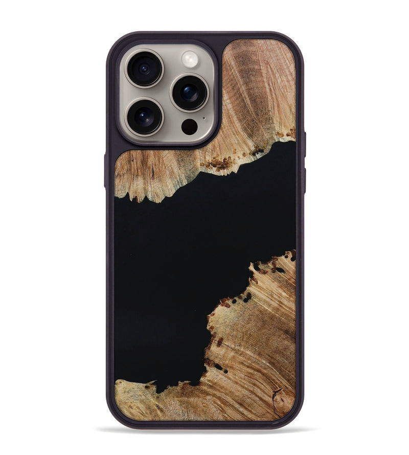 iPhone 15 Pro Max Wood+Resin Phone Case - Jaelyn (Pure Black, 667172)