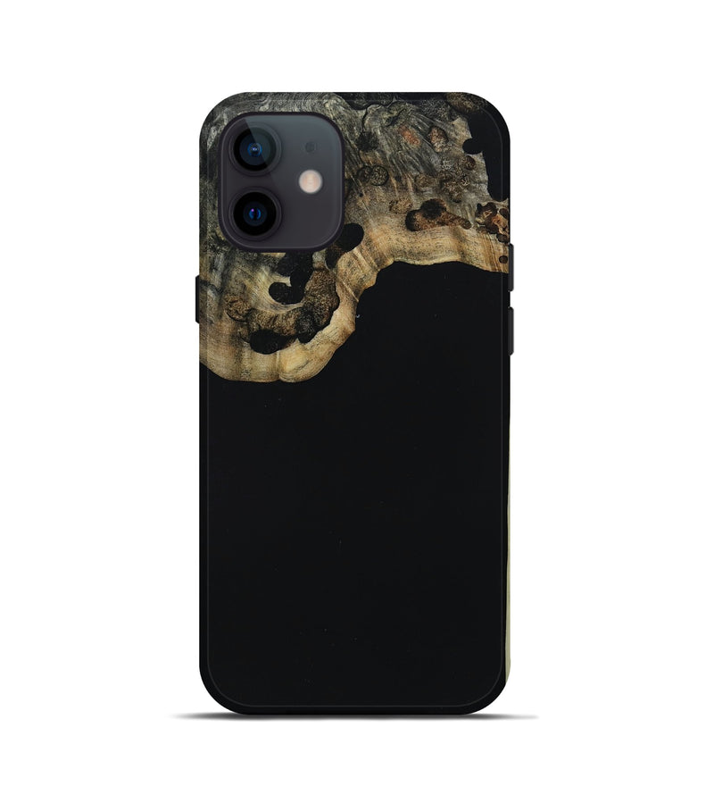 iPhone 12 mini Wood+Resin Live Edge Phone Case - Daryl (Pure Black, 667184)