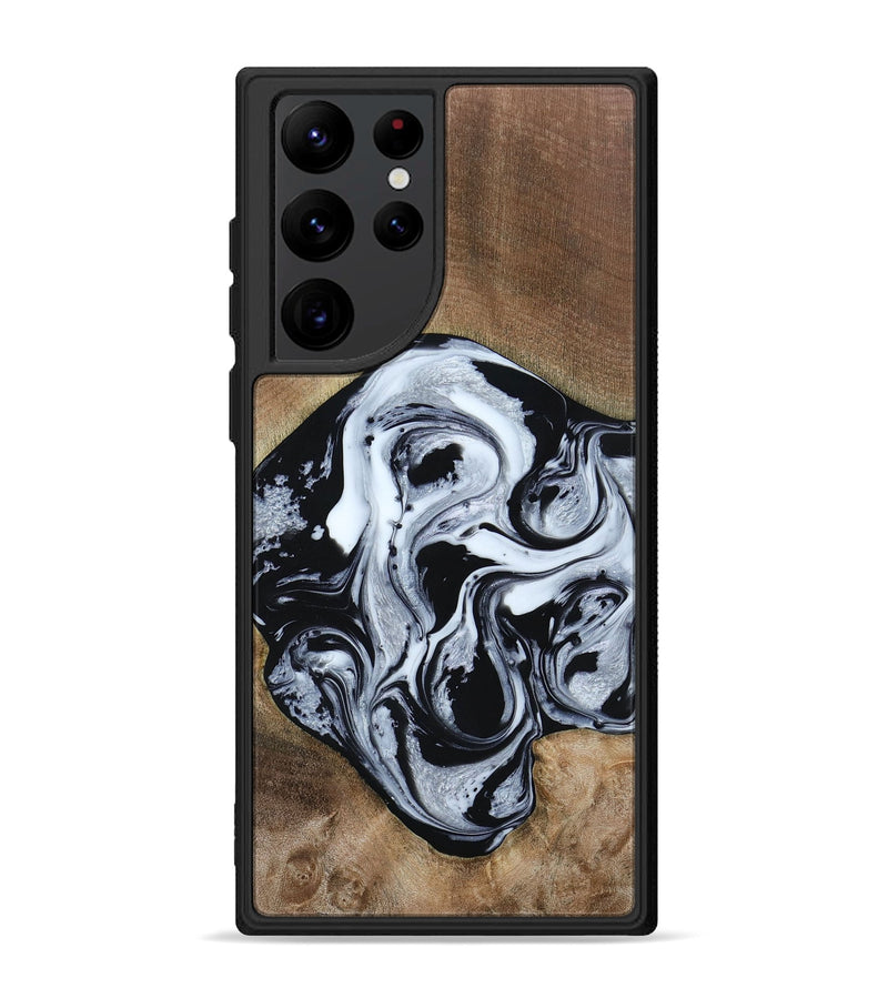 Galaxy S22 Ultra Wood+Resin Phone Case - Jewel (Black & White, 667638)