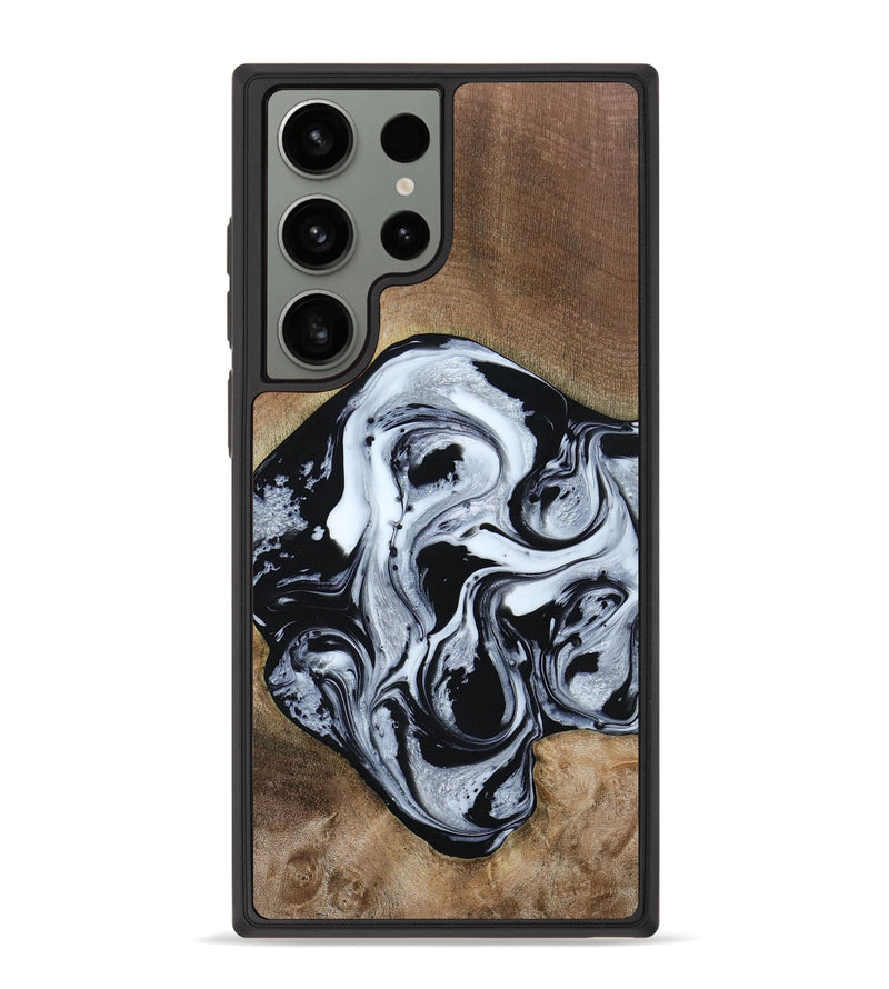 Galaxy S23 Ultra Wood+Resin Phone Case - Jewel (Black & White, 667638)