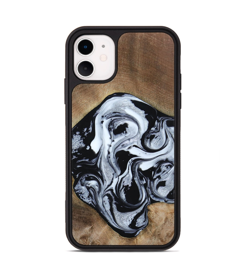 iPhone 11 Wood+Resin Phone Case - Jewel (Black & White, 667638)