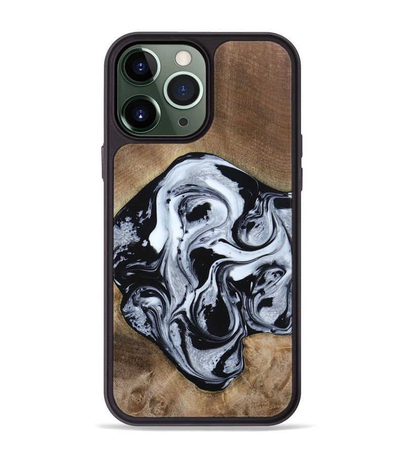 iPhone 13 Pro Max Wood+Resin Phone Case - Jewel (Black & White, 667638)