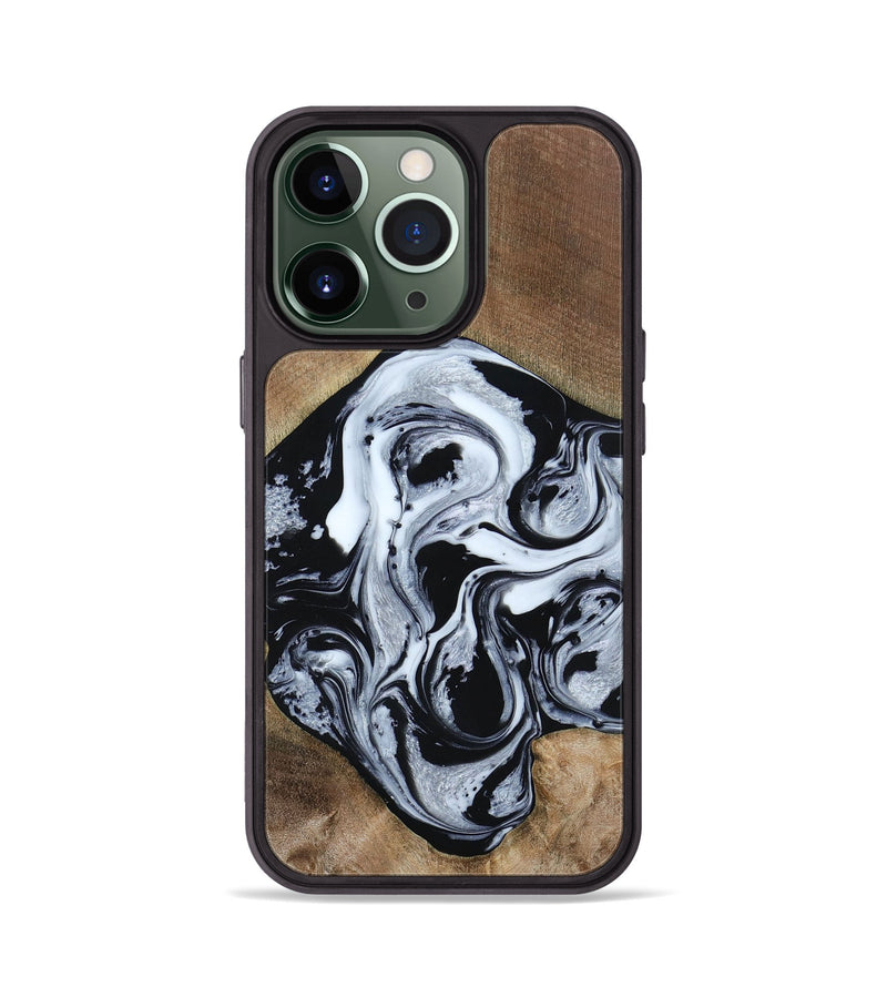 iPhone 13 Pro Wood+Resin Phone Case - Jewel (Black & White, 667638)