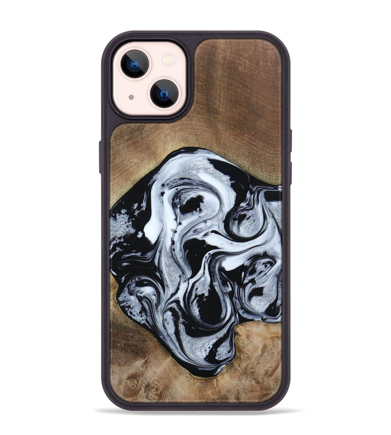iPhone 14 Plus Wood+Resin Phone Case - Jewel (Black & White, 667638)
