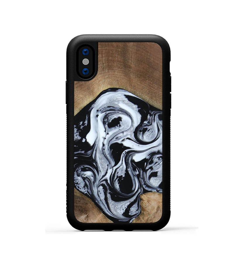 iPhone Xs Wood+Resin Phone Case - Jewel (Black & White, 667638)
