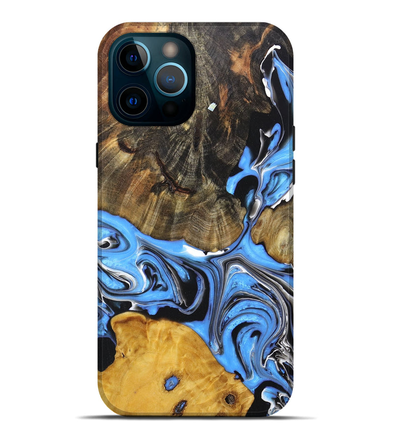iPhone 12 Pro Max Wood+Resin Live Edge Phone Case - Jocelyn (Blue, 668261)