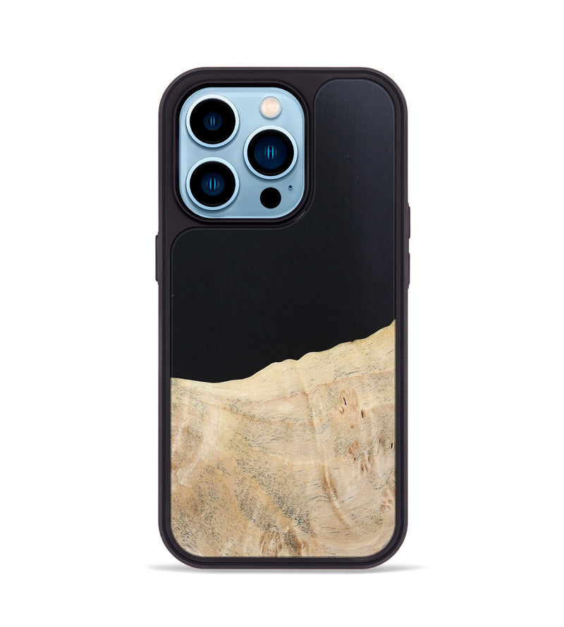 iPhone 14 Pro Wood+Resin Phone Case - Brad (Pure Black, 668401)