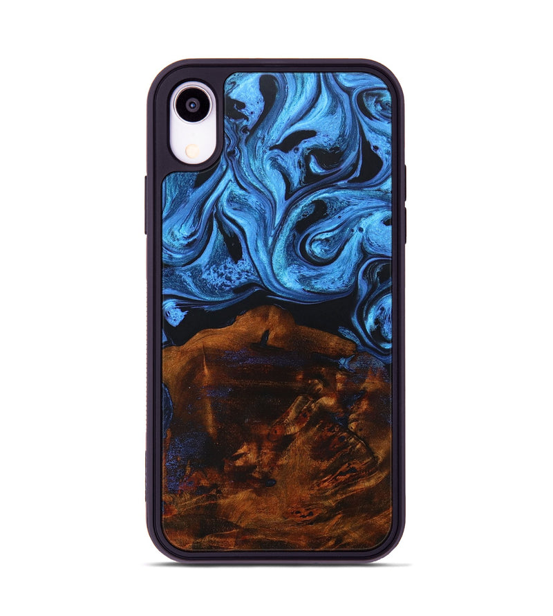 iPhone Xr Wood+Resin Phone Case - Carissa (Blue, 669374)