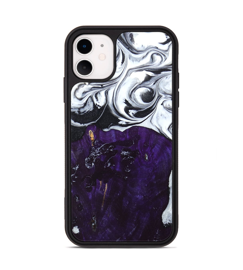 iPhone 11 Wood+Resin Phone Case - Mary (Black & White, 669516)