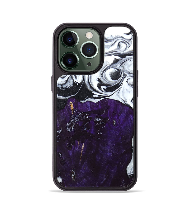 iPhone 13 Pro Wood+Resin Phone Case - Mary (Black & White, 669516)