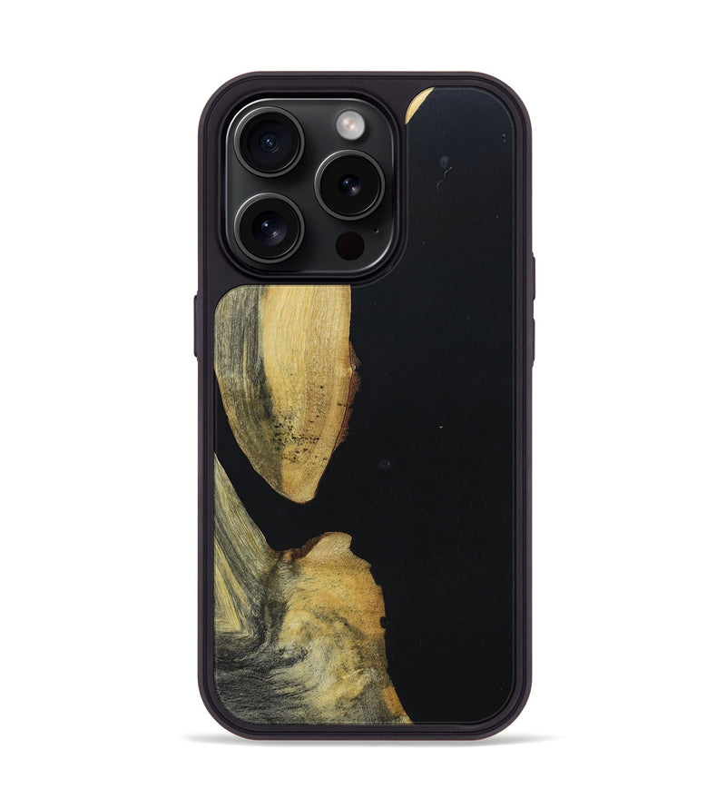 iPhone 15 Pro Wood+Resin Phone Case - Keisha (Pure Black, 669837)