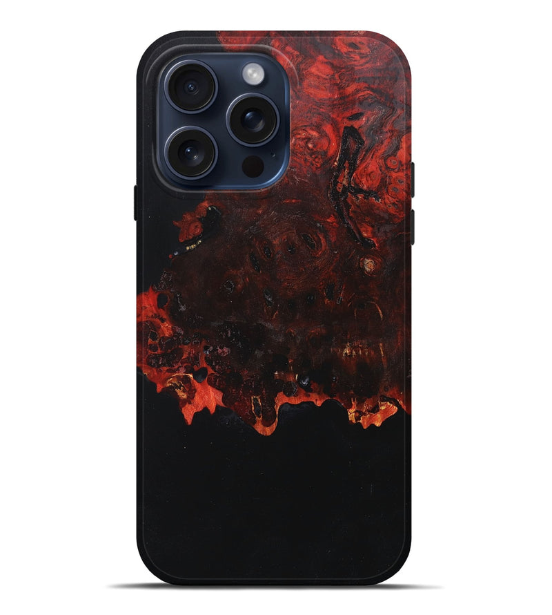 iPhone 15 Pro Max Wood+Resin Live Edge Phone Case - Issac (Pure Black, 669993)