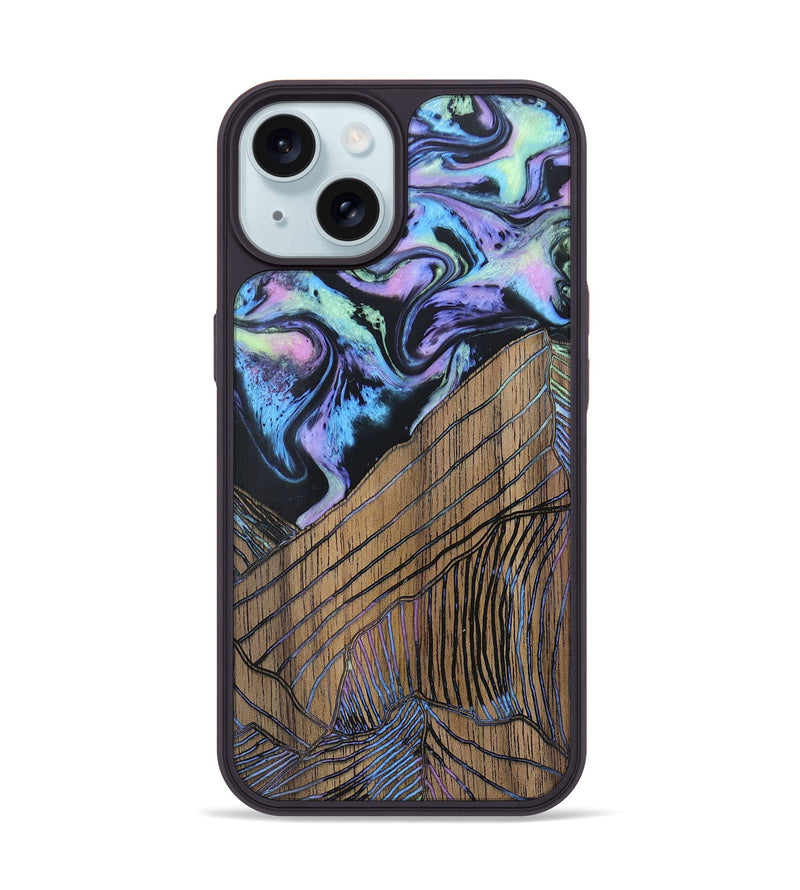 iPhone 15 Wood+Resin Phone Case - Wynter (Aurora, 673629)