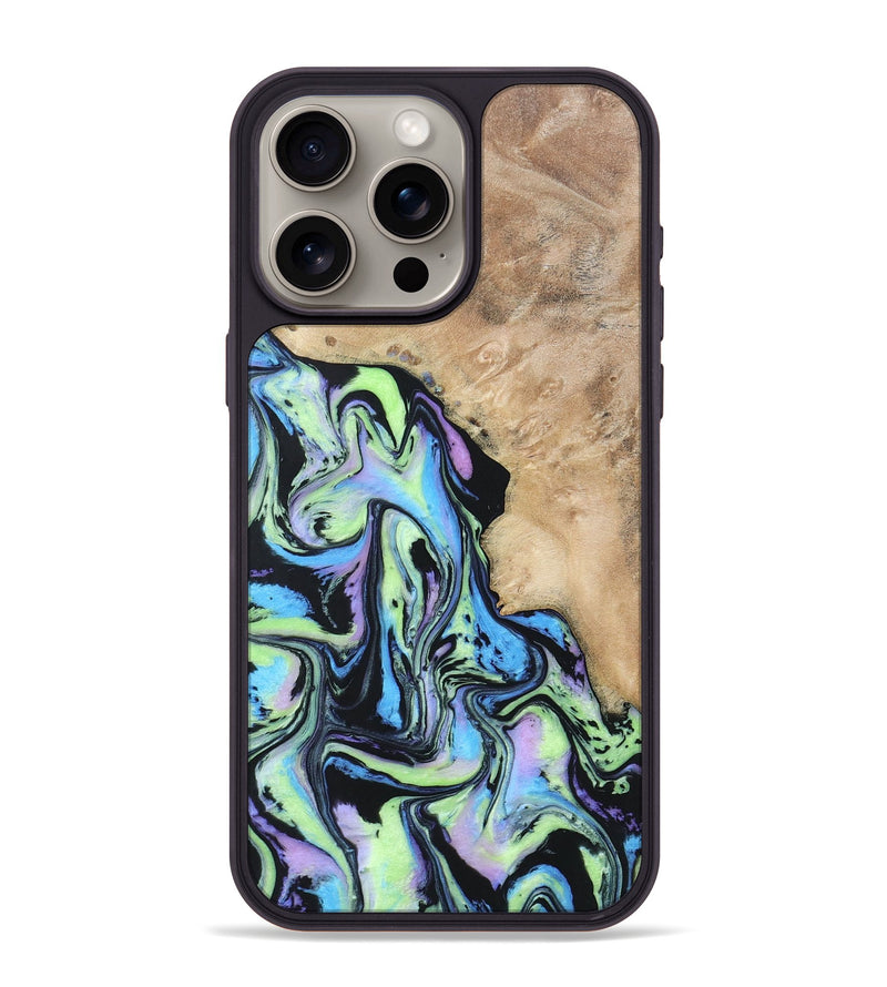 iPhone 15 Pro Max Wood+Resin Phone Case - Aaron (Aurora, 673674)