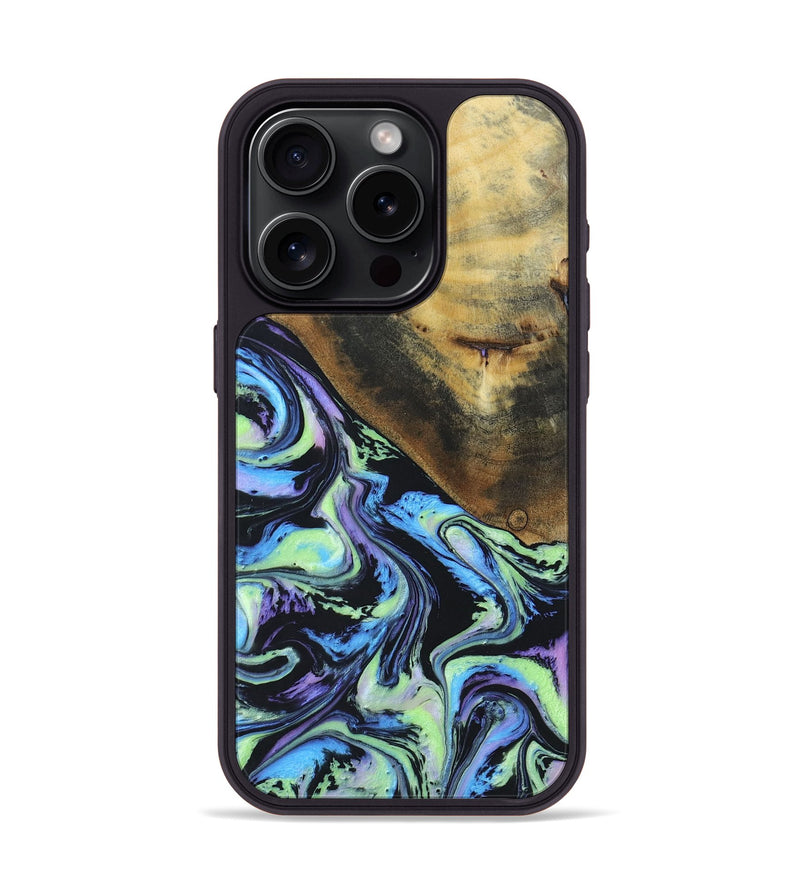 iPhone 15 Pro Wood+Resin Phone Case - Esmeralda (Aurora, 673681)