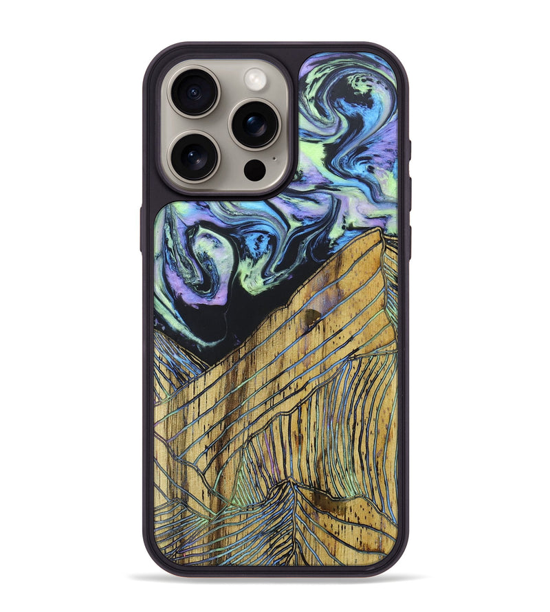 iPhone 15 Pro Max Wood+Resin Phone Case - Kyle (Aurora, 673693)