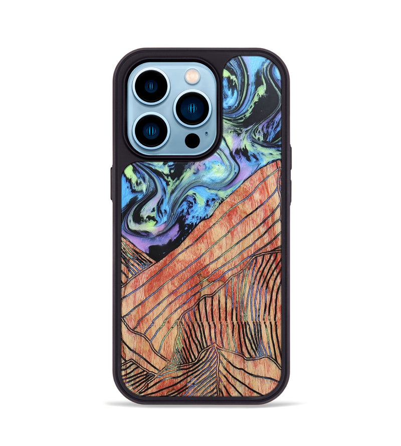 iPhone 14 Pro Wood+Resin Phone Case - Maxwell (Aurora, 673701)