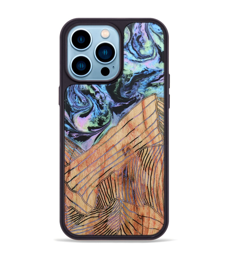 iPhone 14 Pro Max Wood+Resin Phone Case - Jordyn (Aurora, 673707)