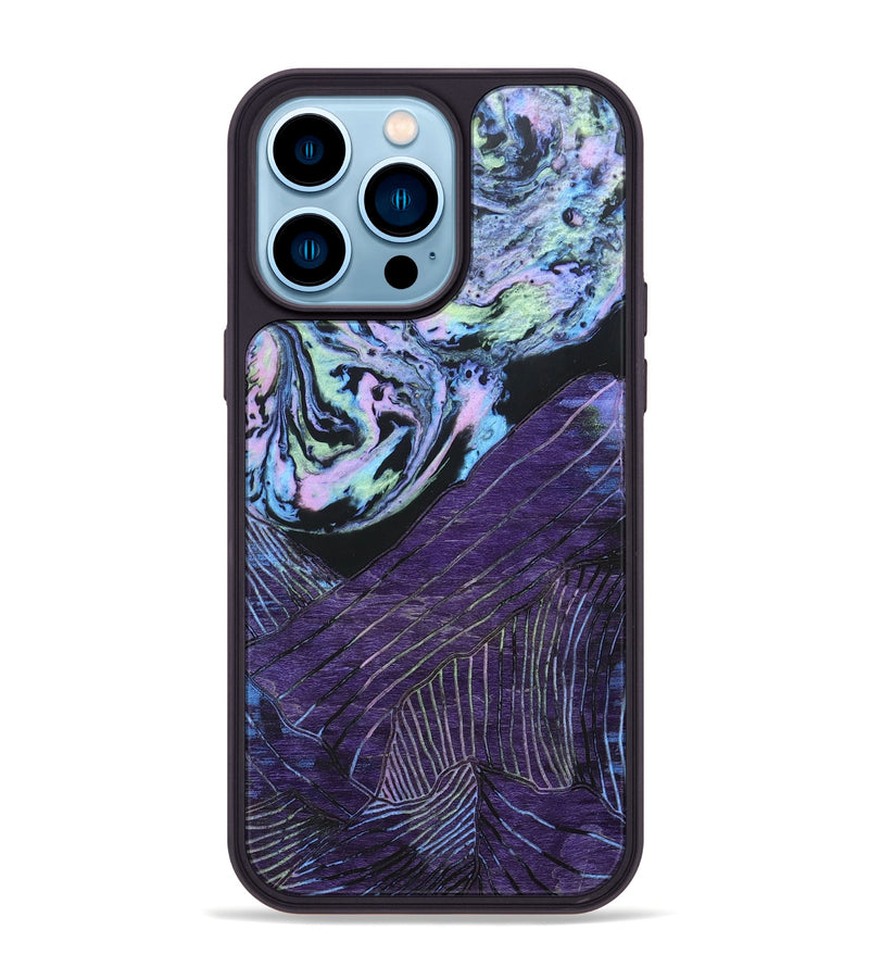 iPhone 14 Pro Max Wood+Resin Phone Case - Royalty (Aurora, 673716)