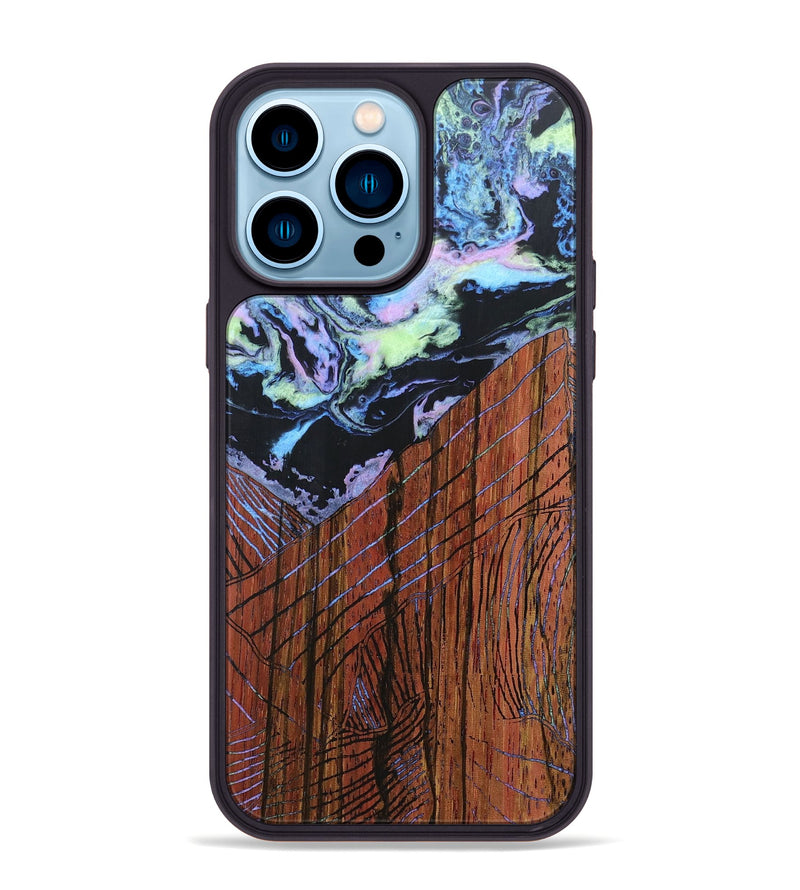iPhone 14 Pro Max Wood+Resin Phone Case - Mindy (Aurora, 673718)