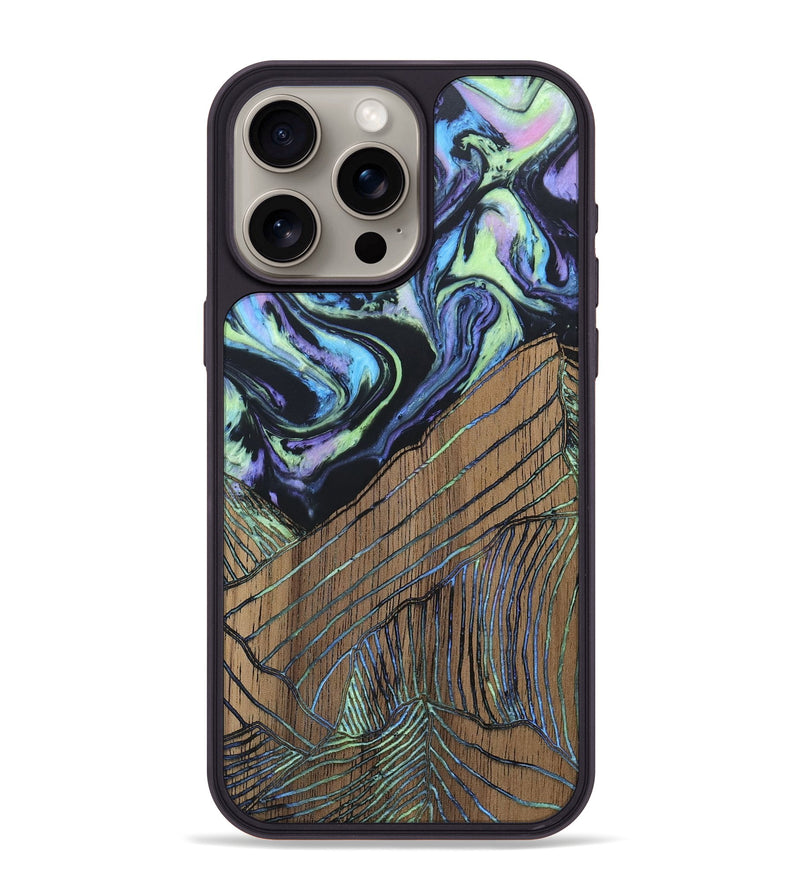 iPhone 15 Pro Max Wood+Resin Phone Case - Kaydence (Aurora, 675267)