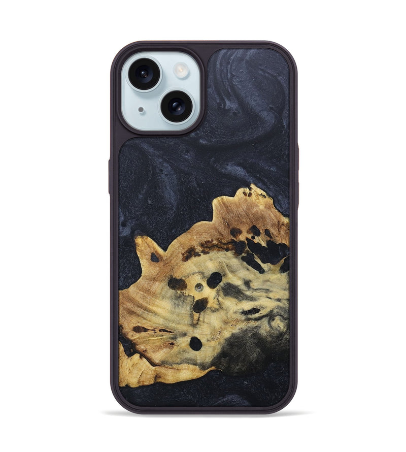 iPhone 15 Wood+Resin Phone Case - Doug (Pure Black, 676215)