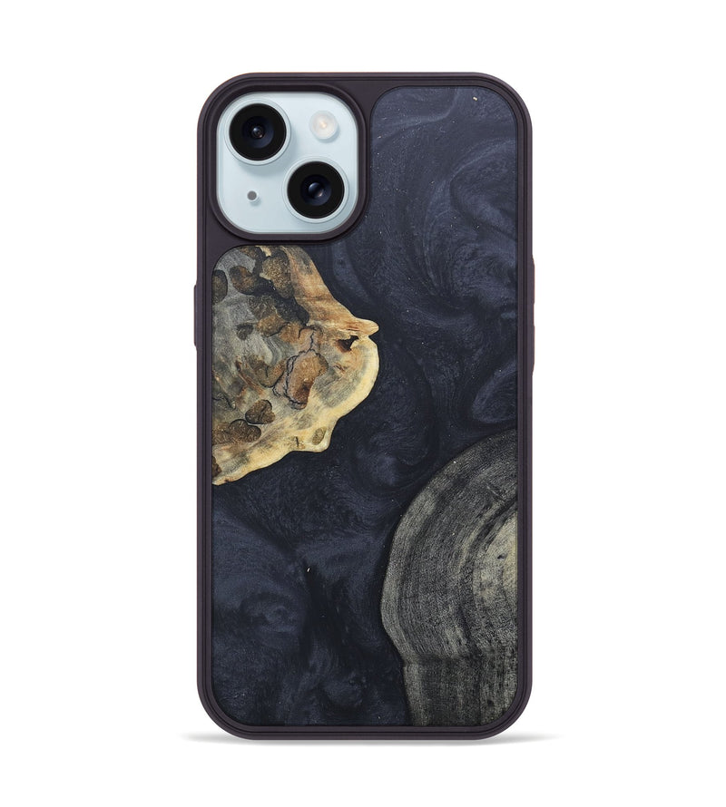 iPhone 15 Wood+Resin Phone Case - Jerome (Pure Black, 676224)