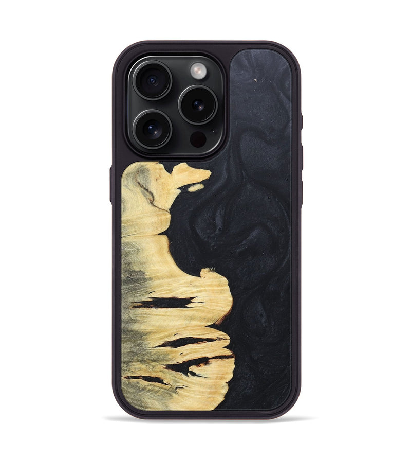 iPhone 15 Pro Wood+Resin Phone Case - Wesley (Pure Black, 676228)