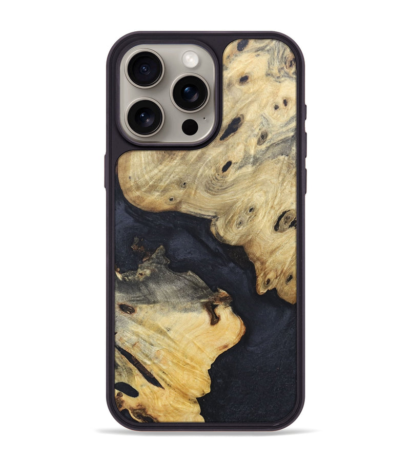 iPhone 15 Pro Max Wood+Resin Phone Case - Iker (Pure Black, 676297)