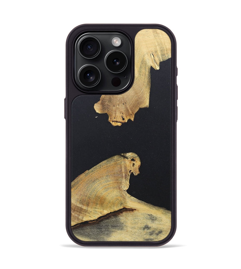 iPhone 15 Pro Wood+Resin Phone Case - Kara (Pure Black, 676298)