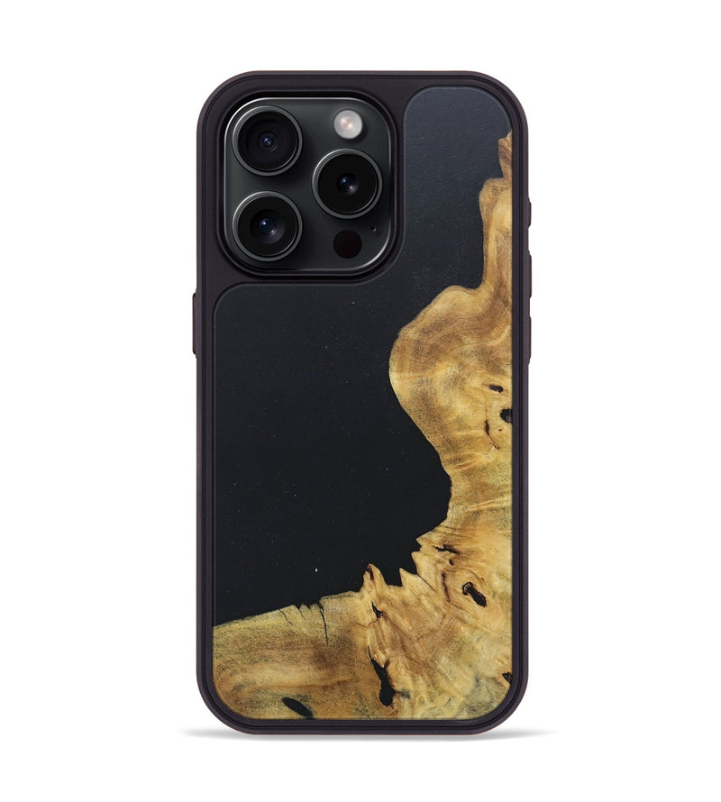 iPhone 15 Pro Wood+Resin Phone Case - Angeline (Pure Black, 676306)