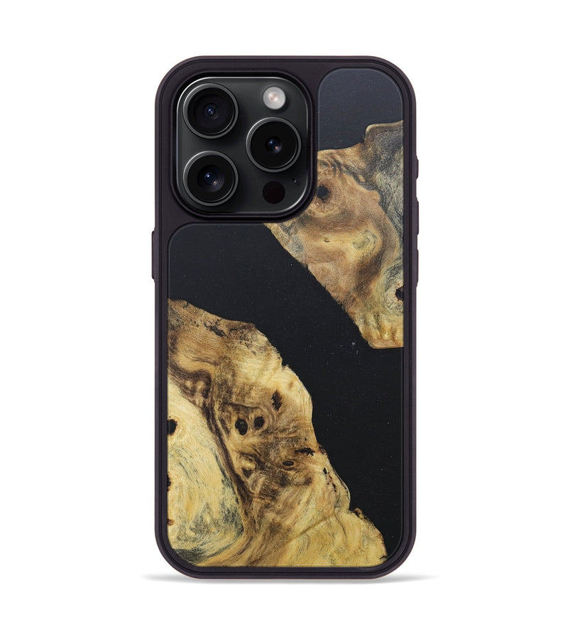 iPhone 15 Pro Wood+Resin Phone Case - Ayla (Pure Black, 676308)