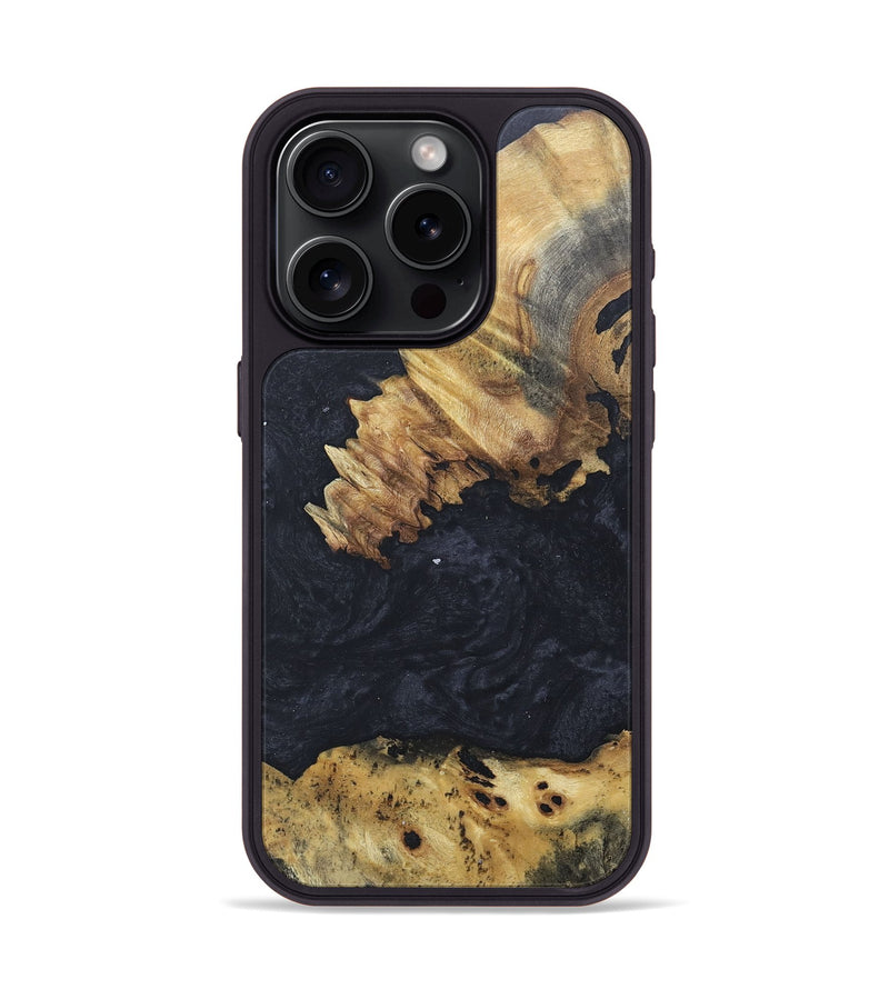 iPhone 15 Pro Wood+Resin Phone Case - Abraham (Pure Black, 676319)