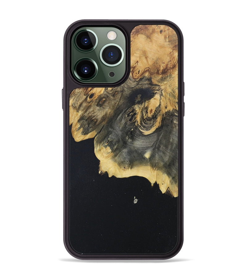iPhone 13 Pro Max Wood+Resin Phone Case - Shelly (Pure Black, 676323)