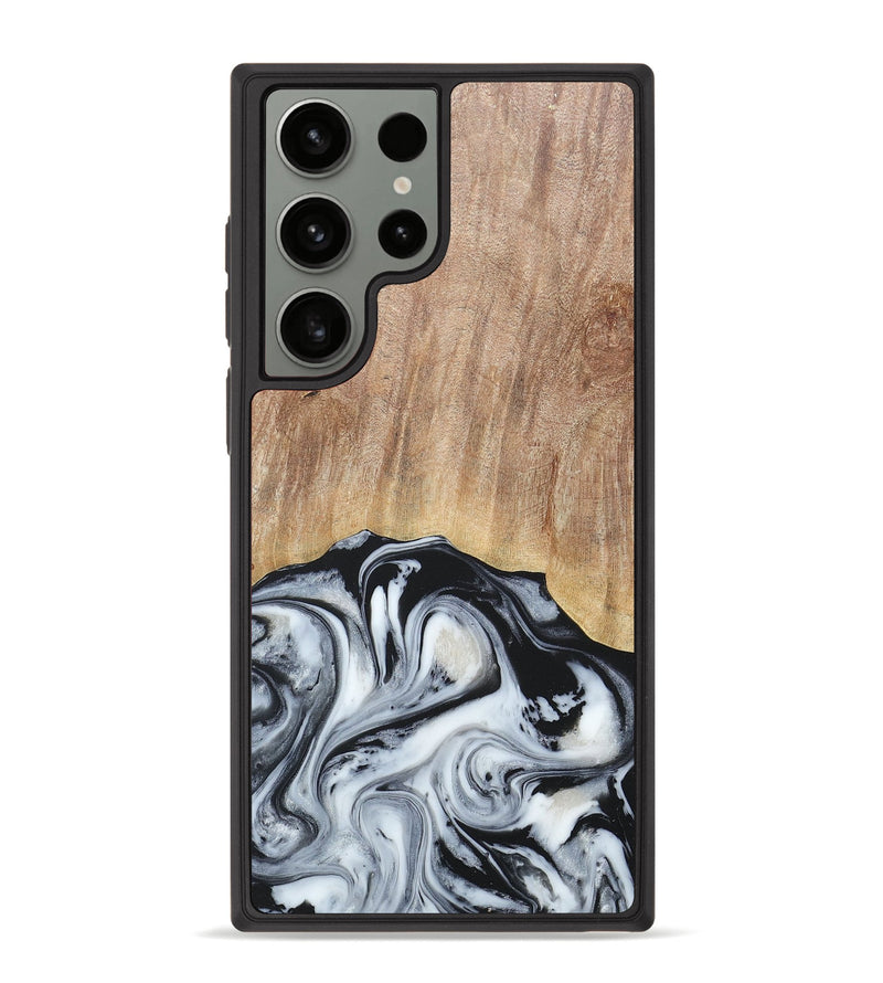 Galaxy S23 Ultra Wood+Resin Phone Case - Bette (Black & White, 676346)