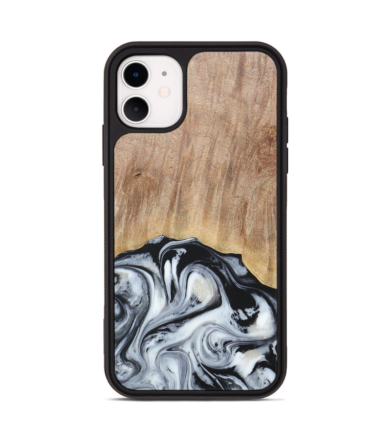 iPhone 11 Wood+Resin Phone Case - Bette (Black & White, 676346)