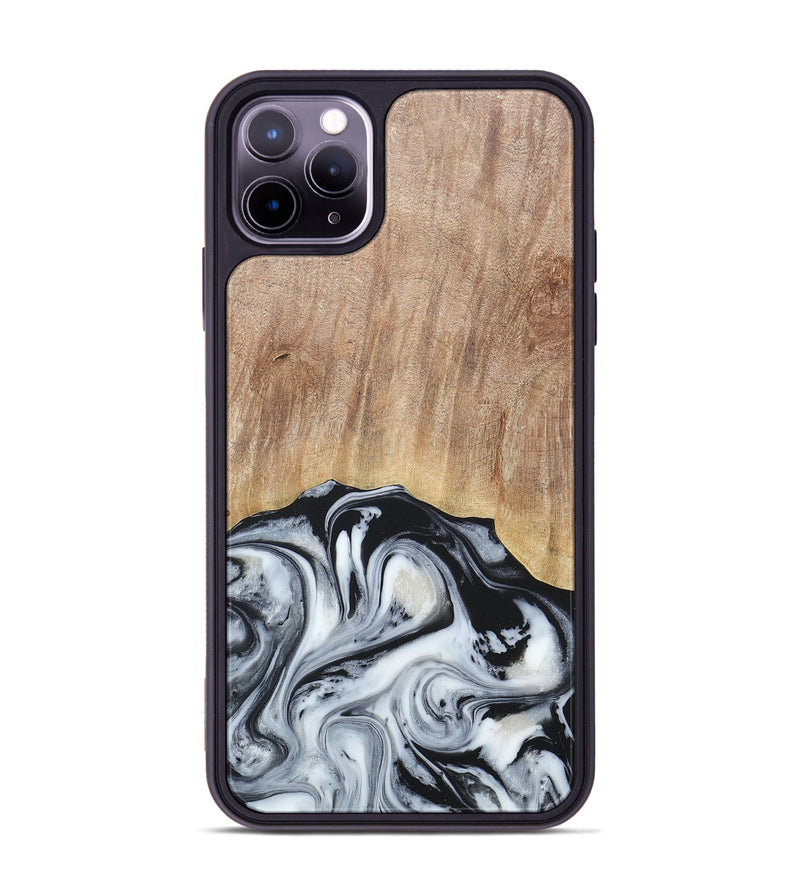 iPhone 11 Pro Max Wood+Resin Phone Case - Bette (Black & White, 676346)