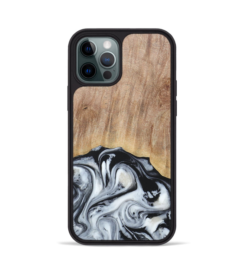 iPhone 12 Pro Wood+Resin Phone Case - Bette (Black & White, 676346)