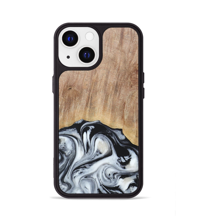 iPhone 13 Wood+Resin Phone Case - Bette (Black & White, 676346)