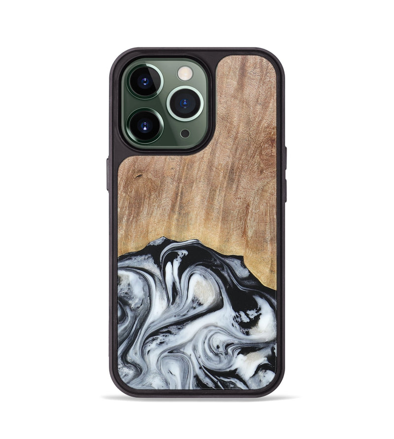 iPhone 13 Pro Wood+Resin Phone Case - Bette (Black & White, 676346)