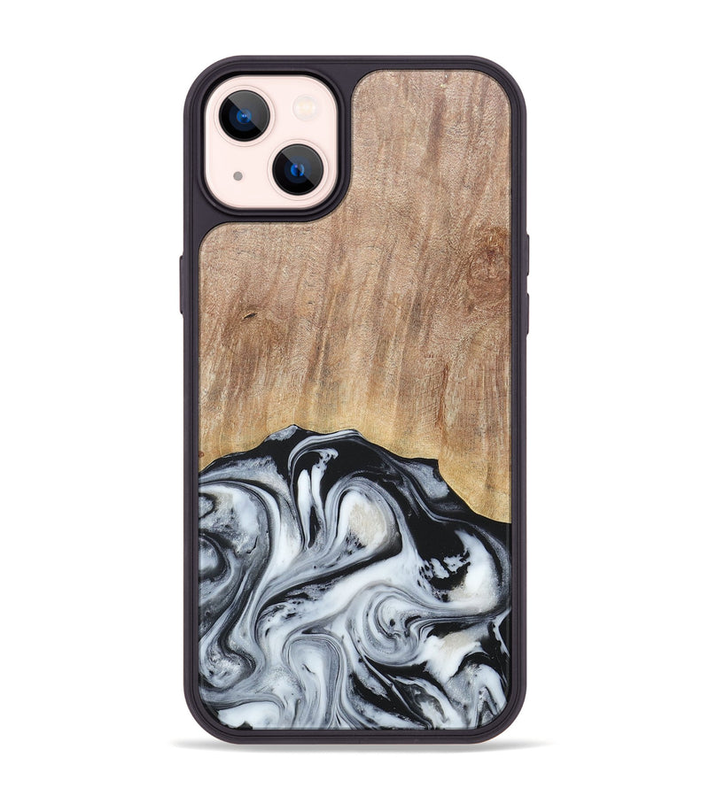 iPhone 14 Plus Wood+Resin Phone Case - Bette (Black & White, 676346)