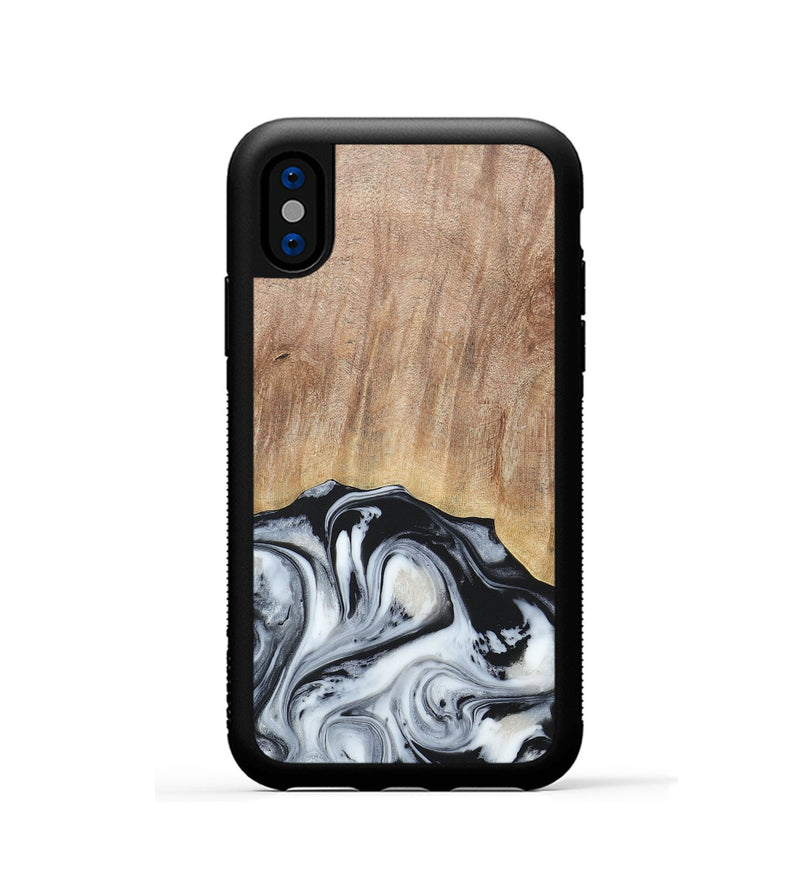 iPhone Xs Wood+Resin Phone Case - Bette (Black & White, 676346)