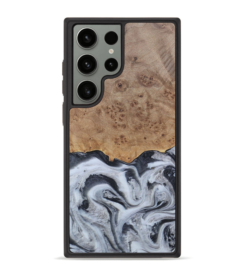 Galaxy S23 Ultra Wood+Resin Phone Case - Stuart (Black & White, 676348)