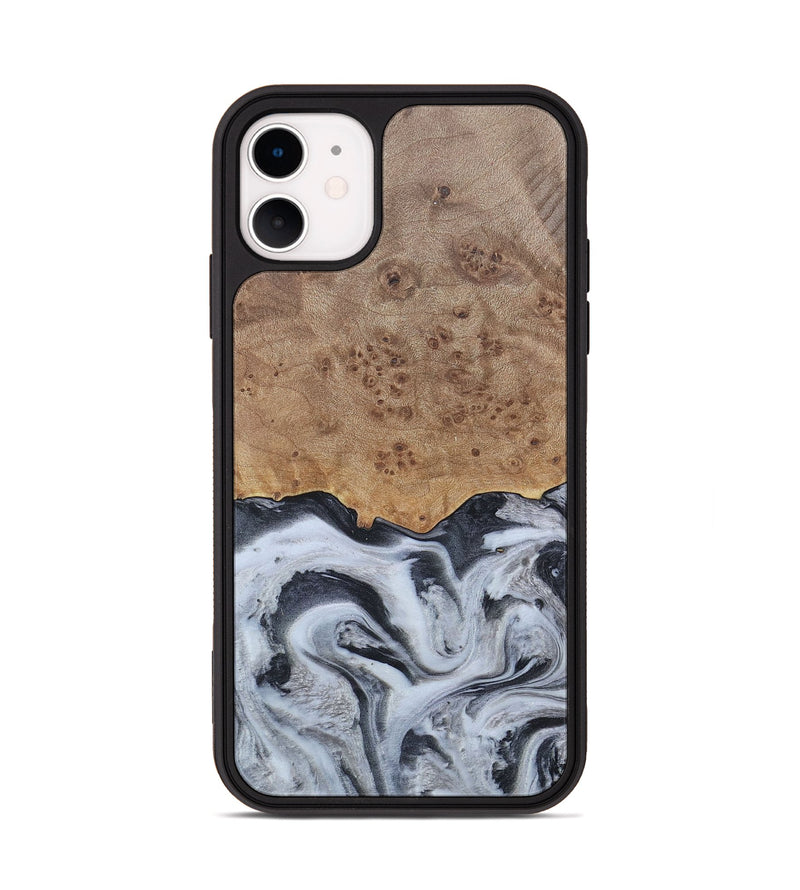 iPhone 11 Wood+Resin Phone Case - Stuart (Black & White, 676348)