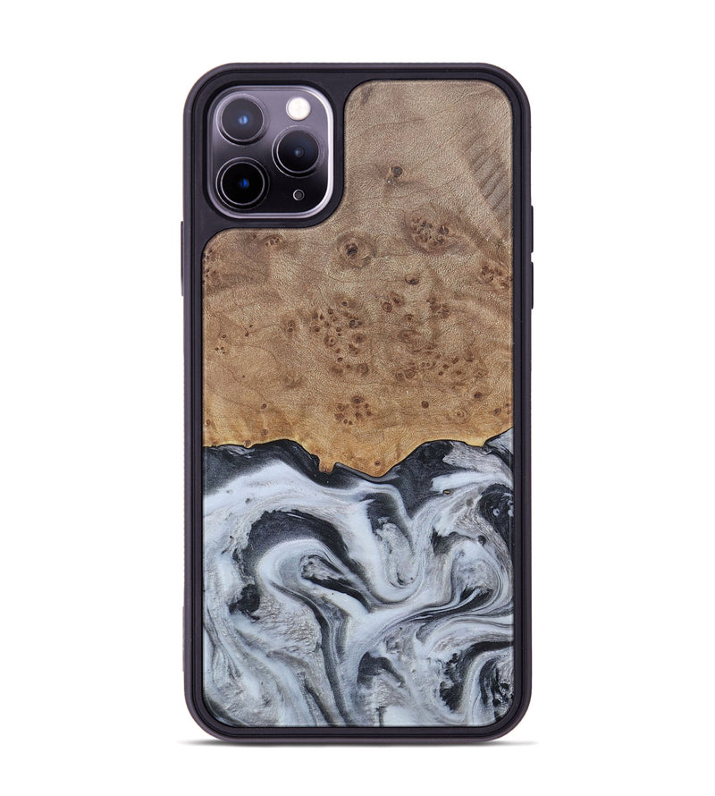 iPhone 11 Pro Max Wood+Resin Phone Case - Stuart (Black & White, 676348)