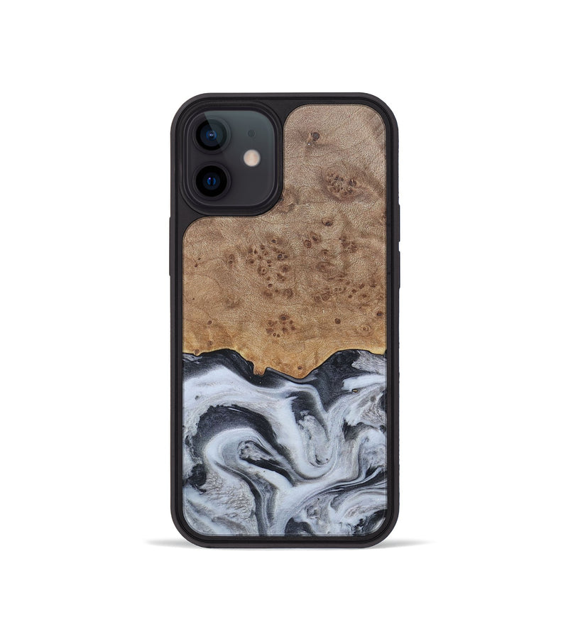 iPhone 12 mini Wood+Resin Phone Case - Stuart (Black & White, 676348)