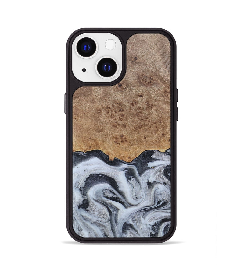 iPhone 13 Wood+Resin Phone Case - Stuart (Black & White, 676348)